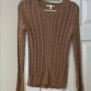 Banana Republic Cable Knit Crewneck Sweater in Camel Brown